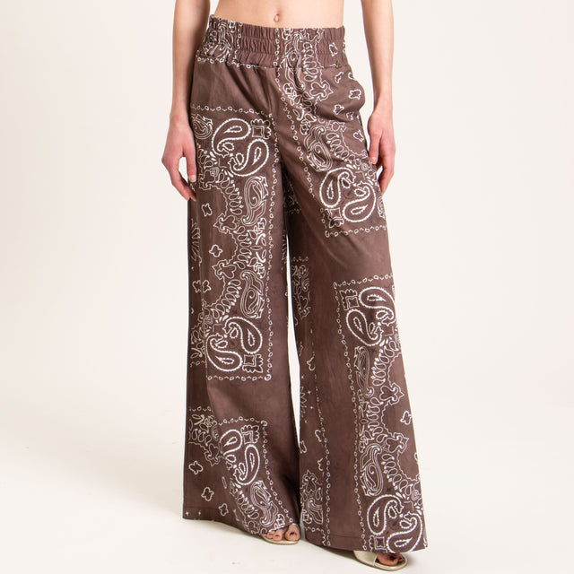 Souvenir-Pantalone fantasia bandana elastico in vi - cioccolato/latte