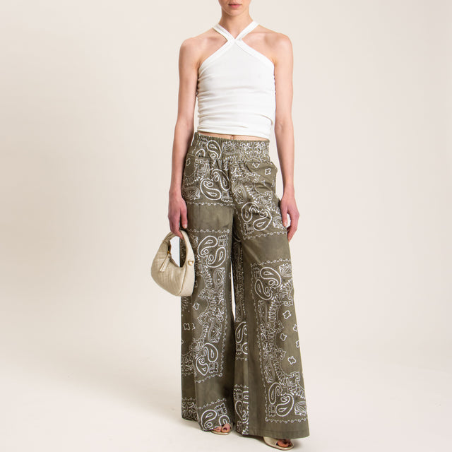 Souvenir-Pantalone fantasia bandana elastico in vi - militare/latte