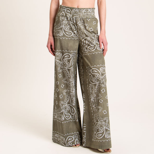 Souvenir-Pantalone fantasia bandana elastico in vi - militare/latte