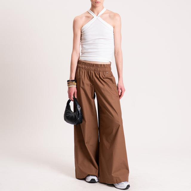 Souvenir-Pantalone popeline wide leg - biscotto