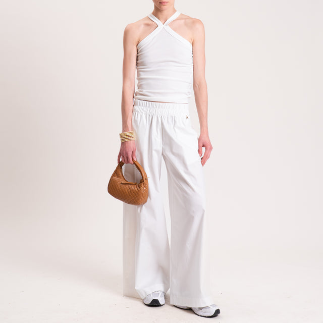 Souvenir-Pantalone popeline wide leg - panna