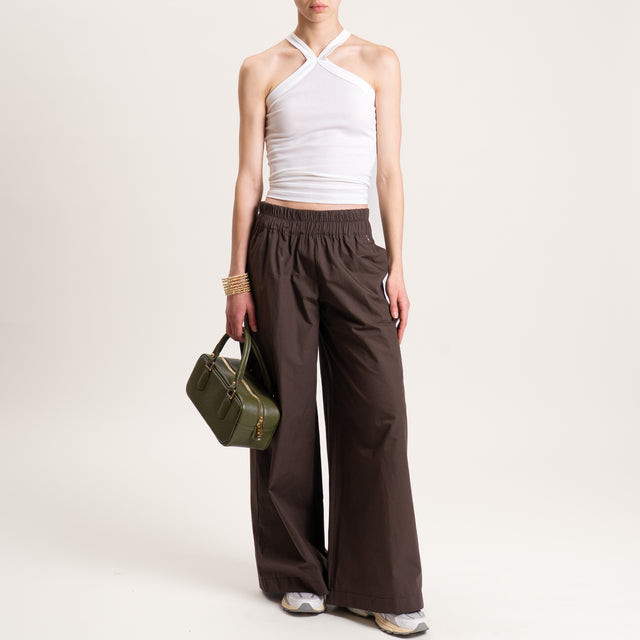 Souvenir-Pantalone popeline wide leg - cioccolato