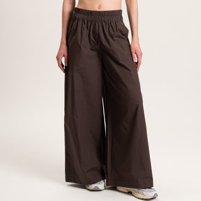 Souvenir-Pantalone popeline wide leg - cioccolato