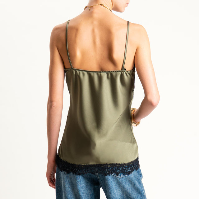 Souvenir-Top satin con pizzo - VERDE