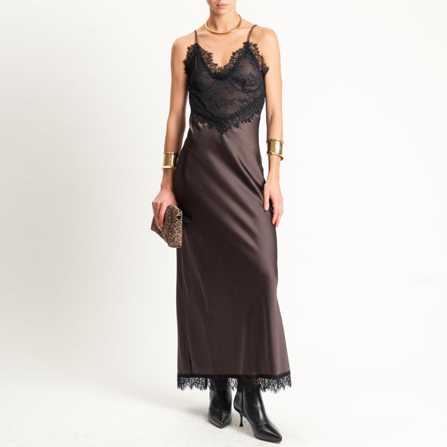 Souvenir-Abito satin con pizzo - moro/nero