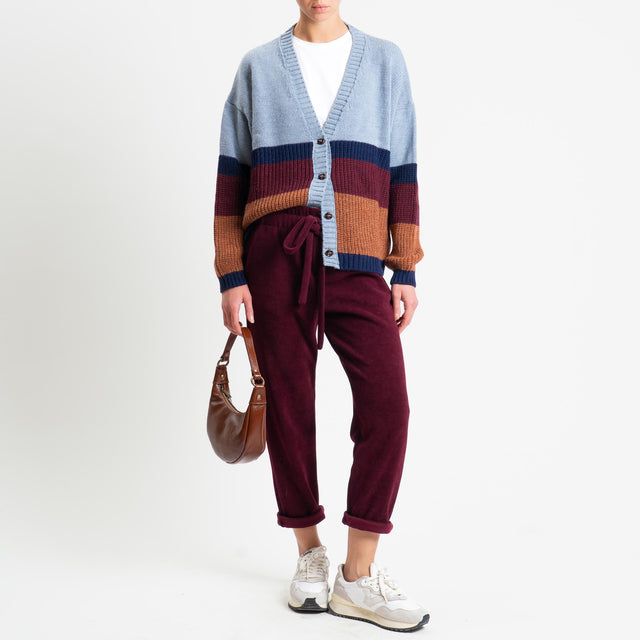 Souvenir-Pantalone velluto elastico in vita - Bordeaux