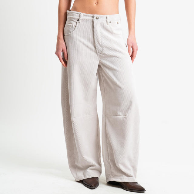 Souvenir-Pantalone GAYA barrel velluto - panna