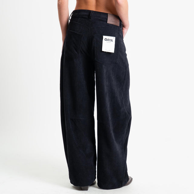Souvenir-Pantalone GAYA barrel velluto - nero