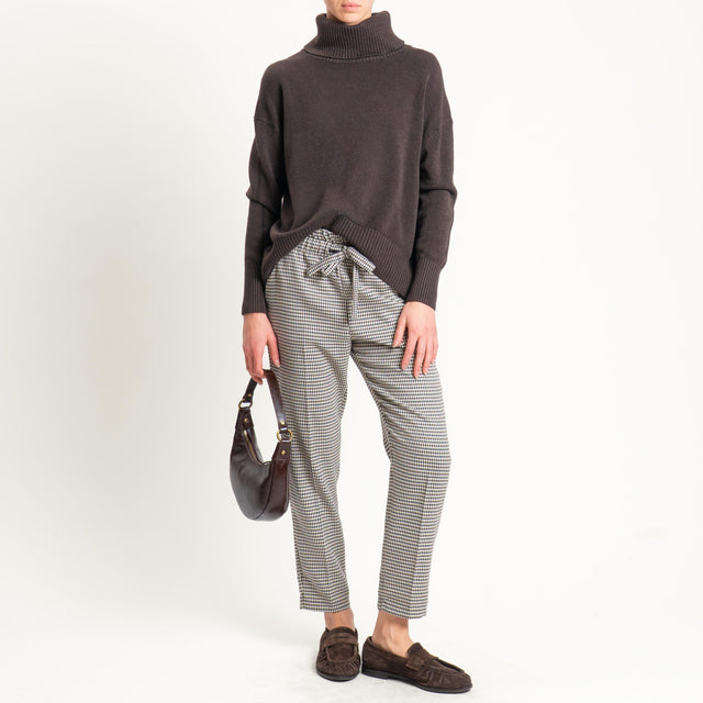 Souvenir-Pantalone pied de poule elastico in vita - moro/burro/nero