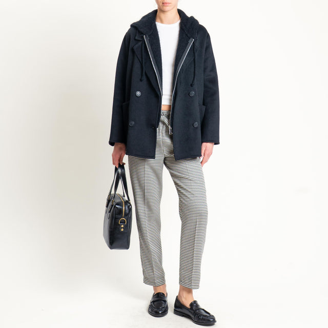 Souvenir-Pantalone pied de poule elastico in vita - nero/burro