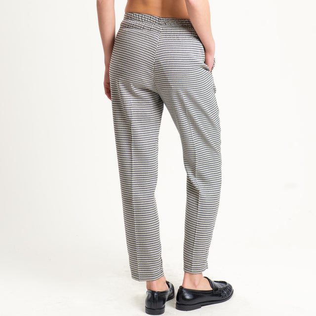 Souvenir-Pantalone pied de poule elastico in vita - nero/burro