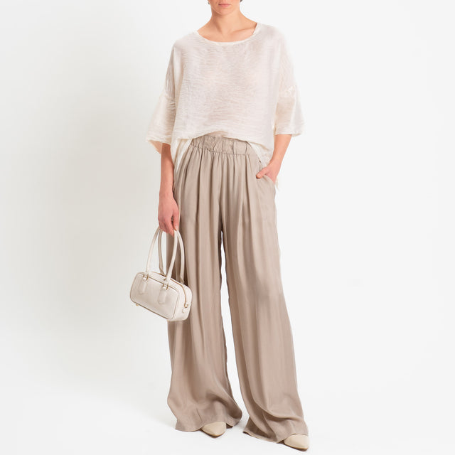 Souvenir-Pantalone elastico in vita tessuto cupro - sand