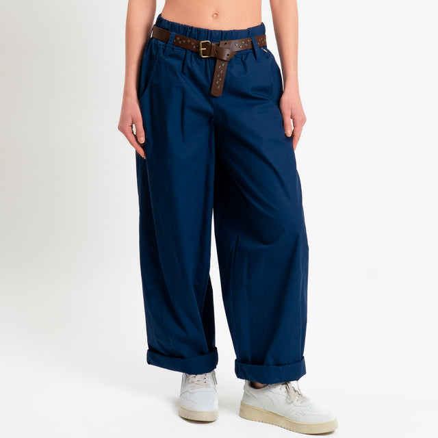 Souvenir-Pantalone barrel elastico in vita - blu