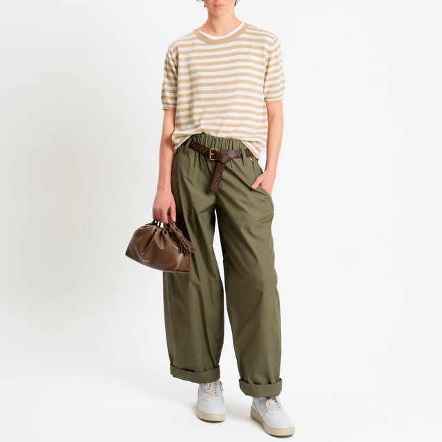 Souvenir-Pantalone barrel elastico in vita - militare