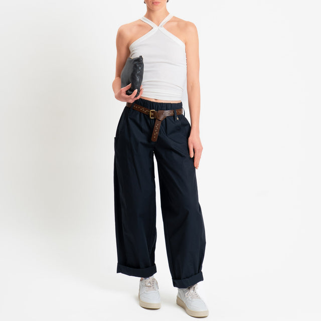 Souvenir-Pantalone barrel elastico in vita - nero