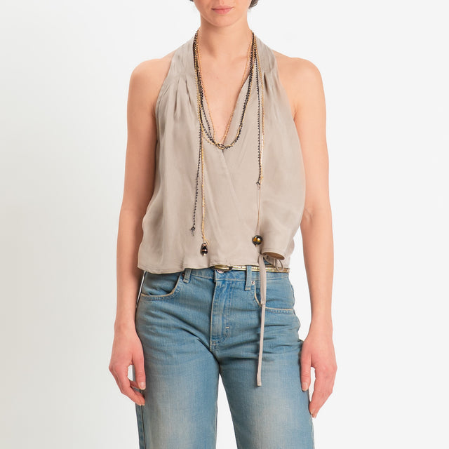 Souvenir-Top incrociato con collana - sabbia