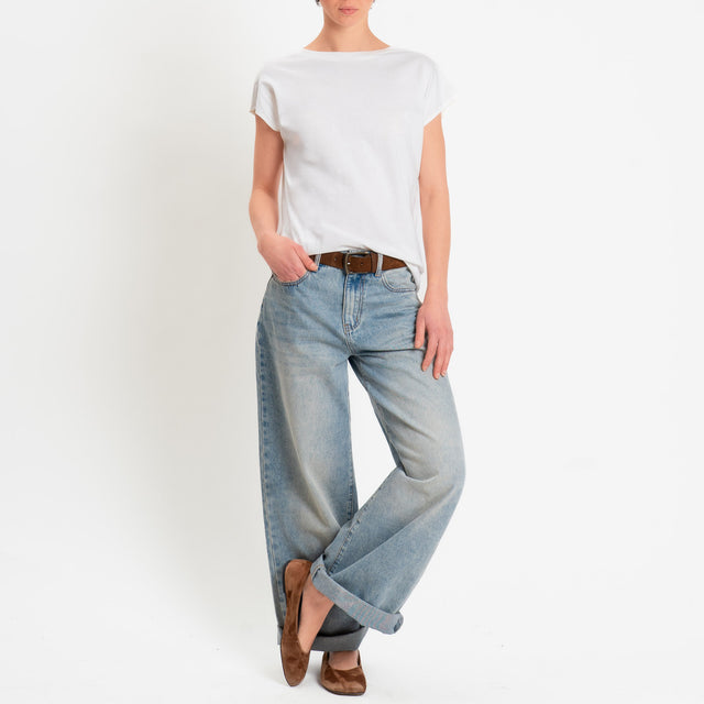 Souvenir-T-shirt scollo v dietro - panna