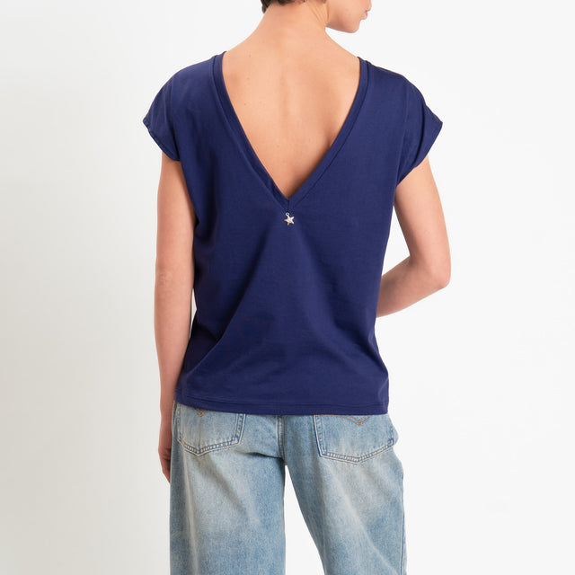 Souvenir-T-shirt scollo v dietro - blu