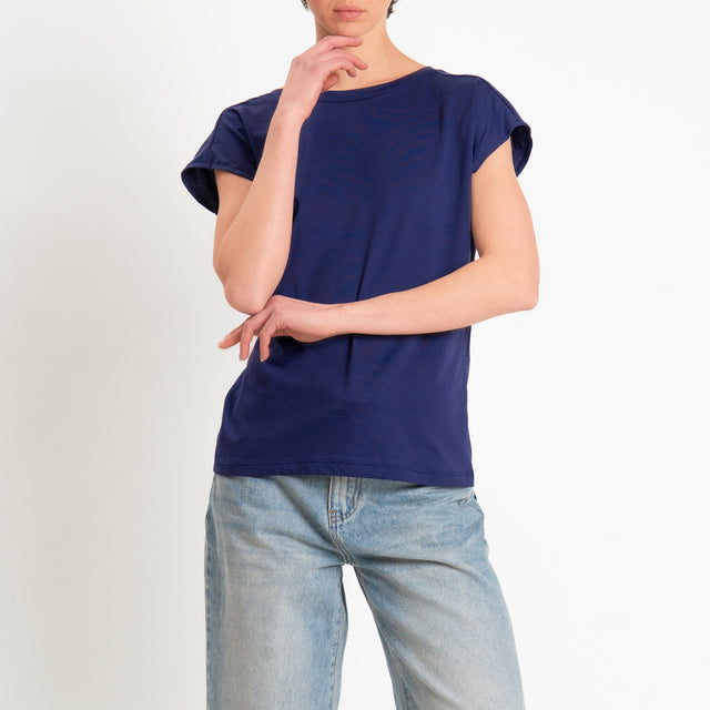 Souvenir-T-shirt scollo v dietro - blu