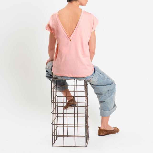 Souvenir-T-shirt scollo v dietro - rosa