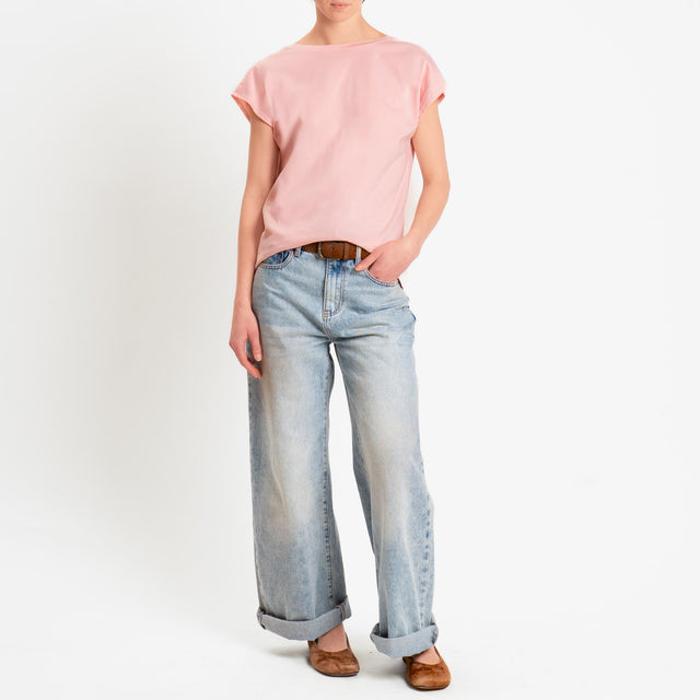 Souvenir-T-shirt scollo v dietro - rosa