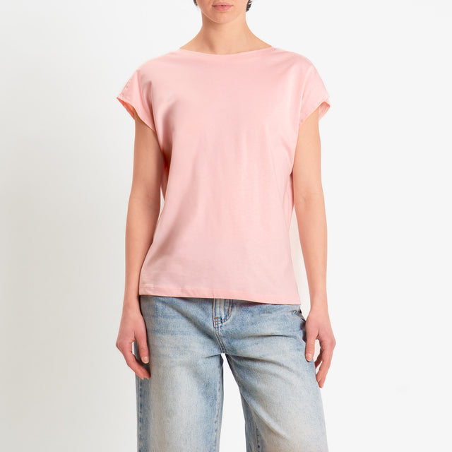 Souvenir-T-shirt scollo v dietro - rosa