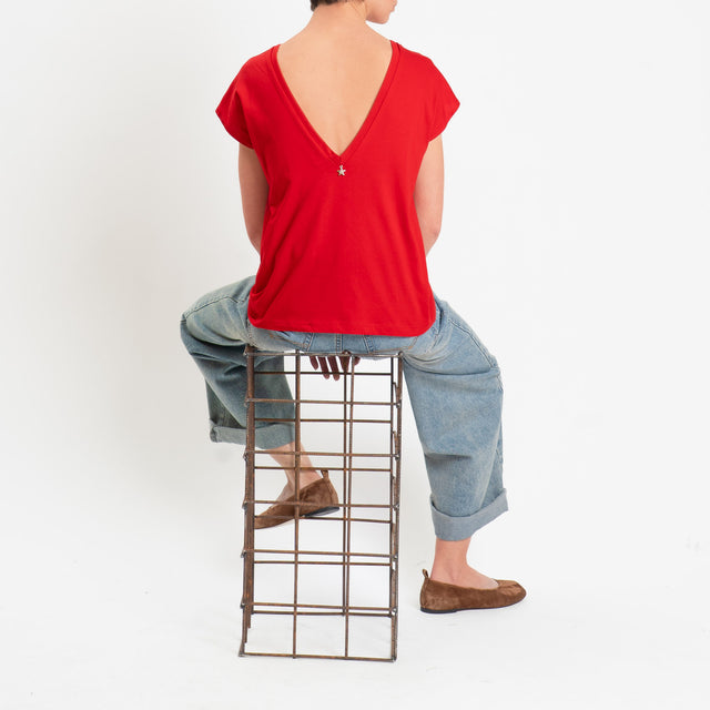 Souvenir-T-shirt scollo v dietro - rosso