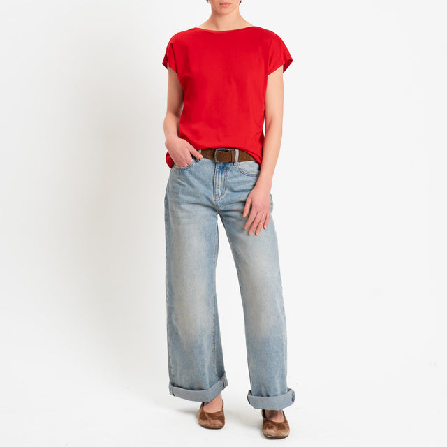 Souvenir-T-shirt scollo v dietro - rosso