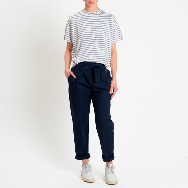 Souvenir-Pantalone cotone elasticizzato con coulisse - blu