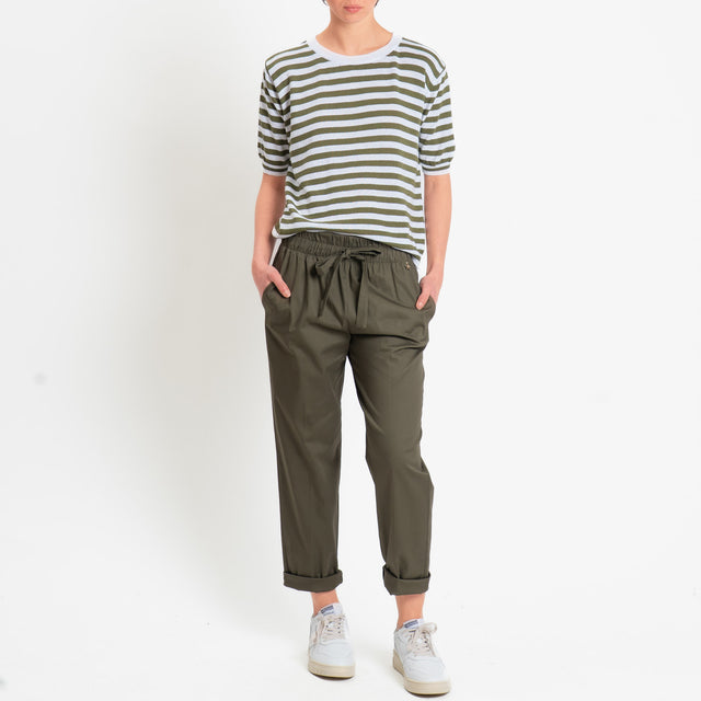 Souvenir-Pantalone cotone elasticizzato con coulisse - militare