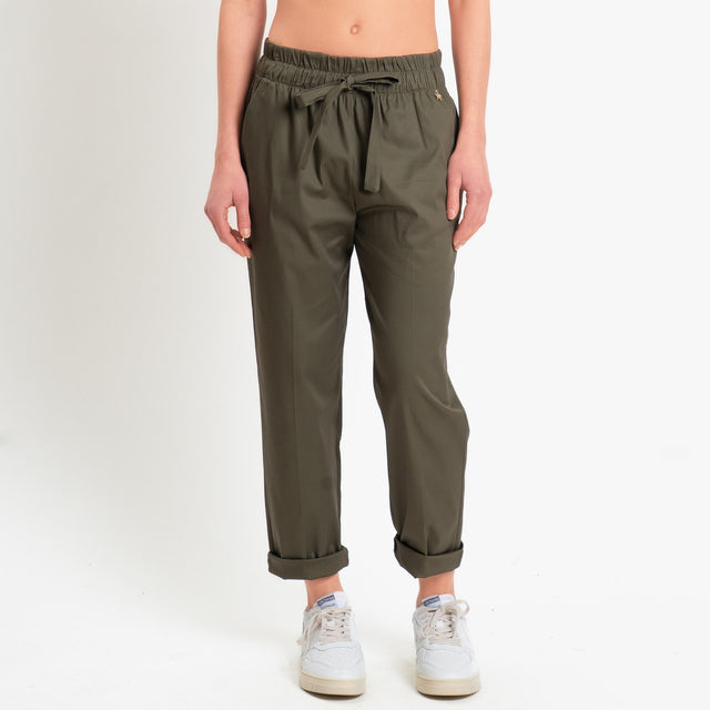 Souvenir-Pantalone cotone elasticizzato con coulisse - militare