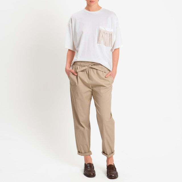 Souvenir-Pantalone cotone elasticizzato con coulisse - sabbia