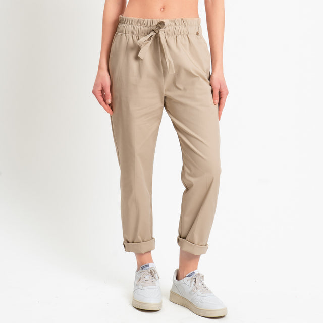 Souvenir-Pantalone cotone elasticizzato con coulisse - sabbia