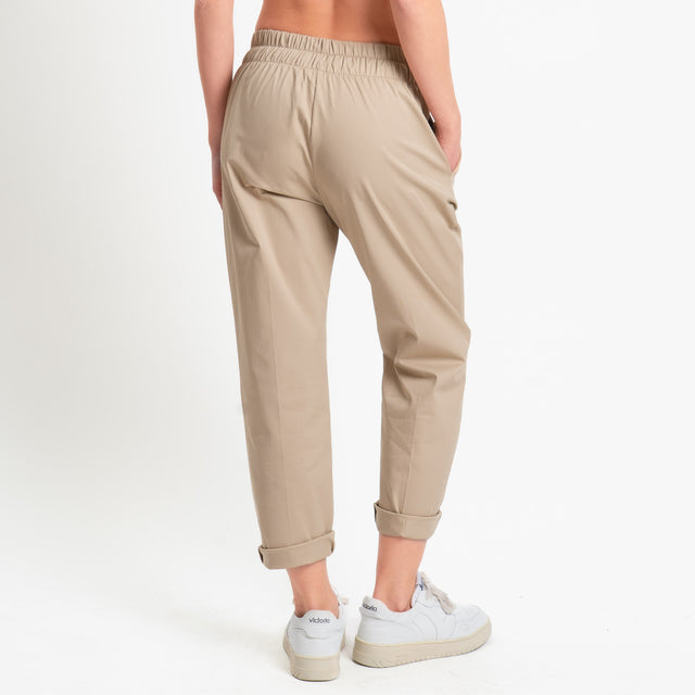 Souvenir-Pantalone cotone elasticizzato con coulisse - sabbia