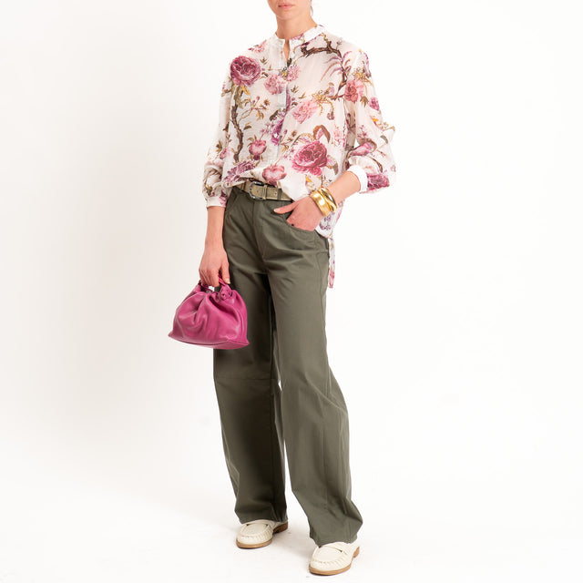 Souvenir-Pantalone GAYA barrel in popeline elasticizzato - militare