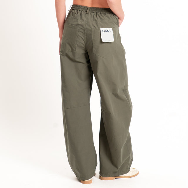 Souvenir-Pantalone GAYA barrel in popeline elasticizzato - militare