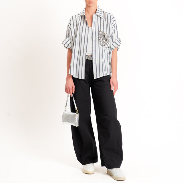 Souvenir-Pantalone GAYA barrel in popeline elasticizzato - nero