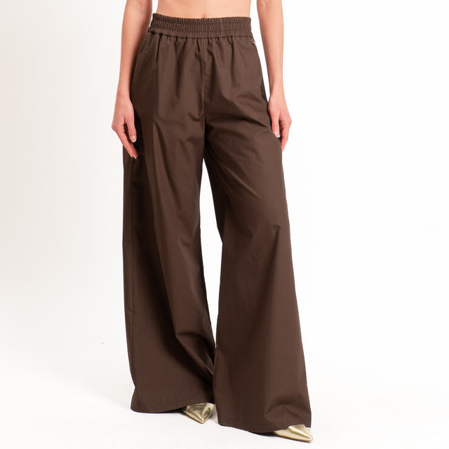 Souvenir-Pantalone popeline wide leg - cioccolato