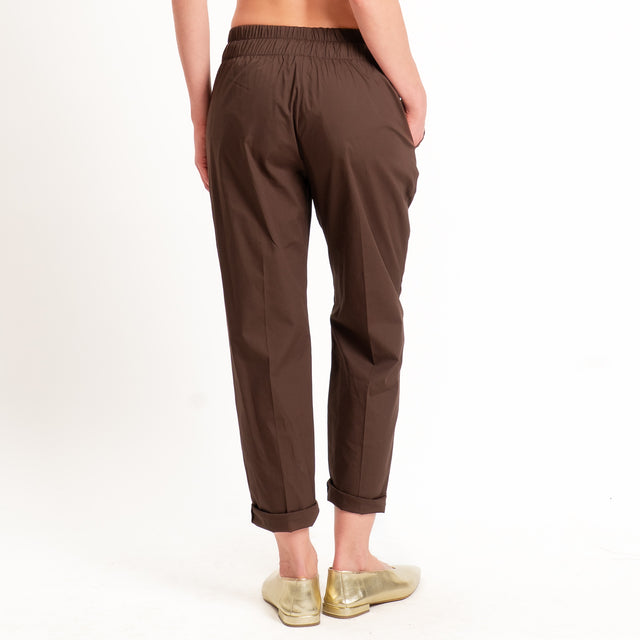 Souvenir-Pantalone cotone elasticizzato con coulisse - cioccolato