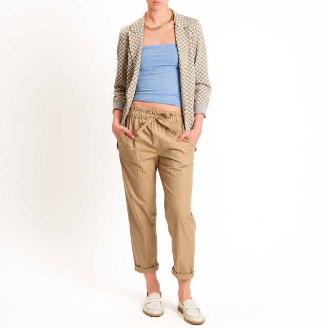 Souvenir-Pantalone cotone elasticizzato con coulisse - sabbia