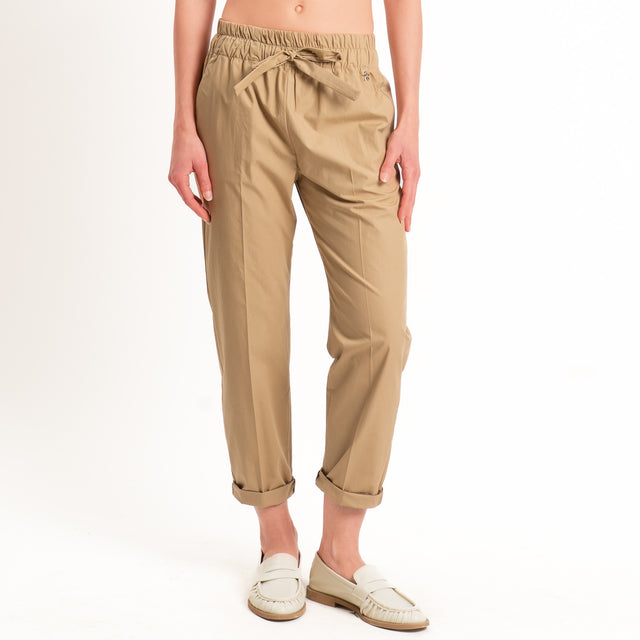 Souvenir-Pantalone cotone elasticizzato con coulisse - sabbia