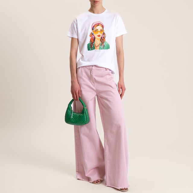 Souvenir-Pantalone wide leg sfrangiato - cipria