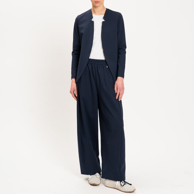 Souvenir-Pantalone punto milano elastico in vita - blu