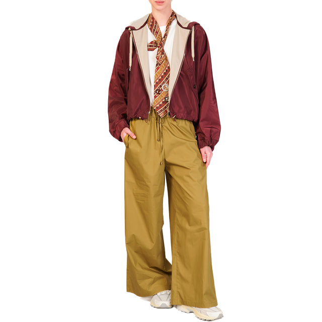Pantalón de popelina con cordón ajustable - oliva