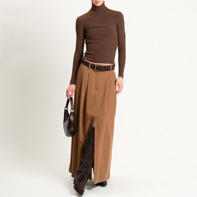 Souvenir-Gonna spacco davanti con pinces - tabacco