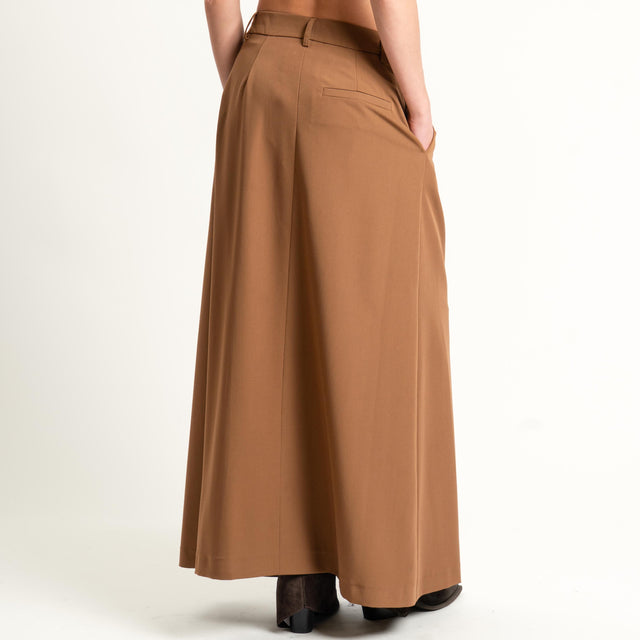 Souvenir-Gonna spacco davanti con pinces - tabacco