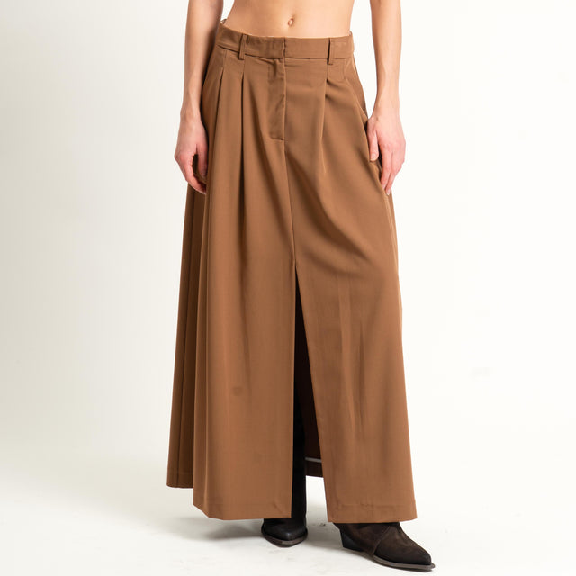 Souvenir-Gonna spacco davanti con pinces - tabacco