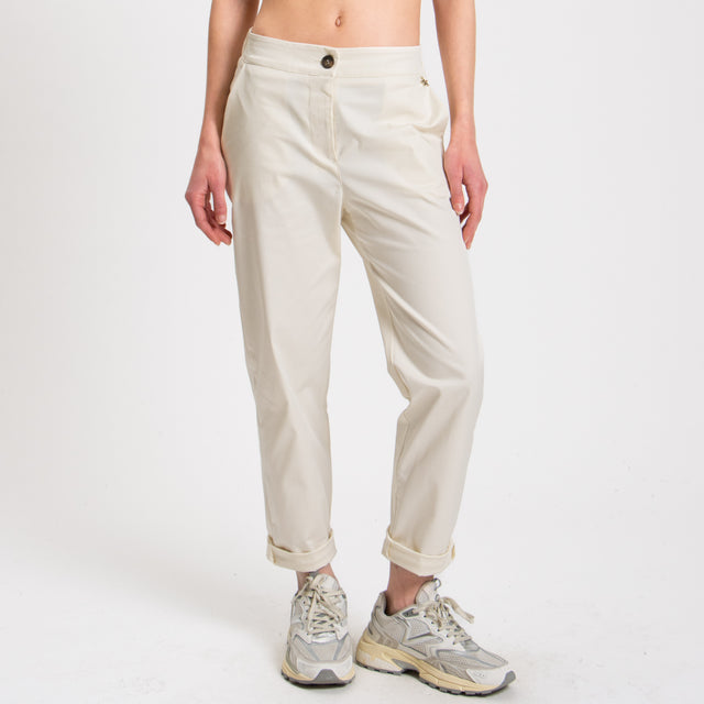 Souvenir-Pantalone popeline elastico dietro - vanilla
