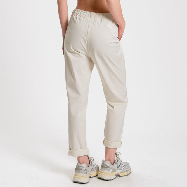 Souvenir-Pantalone popeline elastico dietro - vanilla
