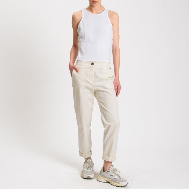 Souvenir-Pantalone popeline elastico dietro - vanilla